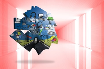 Poster - Composite image of media brainstorm on abstract screen