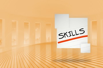 Poster - Composite image of skills in handwriting on abstract screen