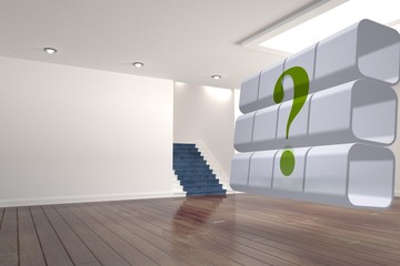 Poster - Composite image of question mark on abstract screen