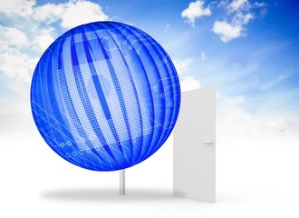 Poster - Composite image of digital lock on abstract screen