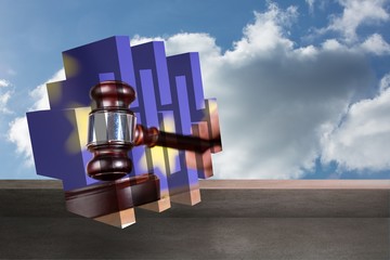 Poster - Composite image of hammer and gavel on abstract screen