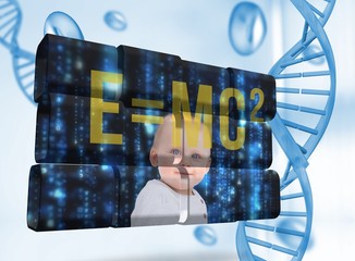 Poster - Composite image of baby genius on abstract screen