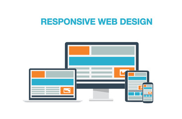 Aufkleber - Fully responsive web design flat computer icons vector
