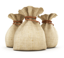 A View Of Three Bags On White Background