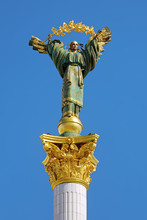 Statue Of Berehynia On The Top Of Independence Monument In Kiev