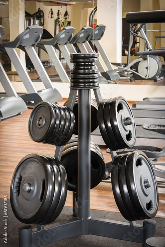 Naklejka ścienna Barbell plates rack