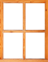 Wooden Window Frame Isolated On White Background