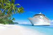 3D Cruise Ship by Tropical Beach