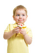 © Andrey Kuzmin - Kid boy eating ice cream with pleasure  isolated on white