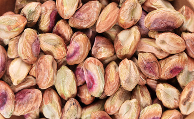 Close up of fresh pistachios.