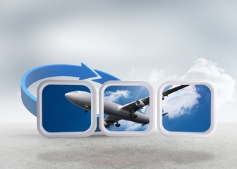 Poster - Composite image of airplane on abstract screen