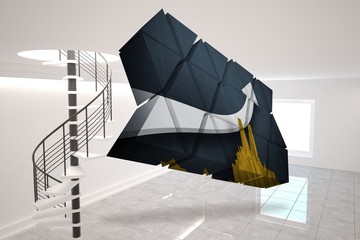 Poster - Composite image of arrow on abstract screen