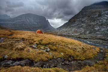 Wall Mural - camping in the nallo valley in the wilderness of sweden