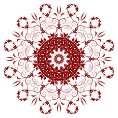 Wall Mural - Decorative  red  flower with vintage round patterns..