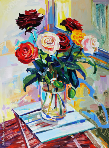 Naklejka na szybę art composition of roses bouquet