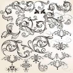  Vector set of decorative swirl elements for design
