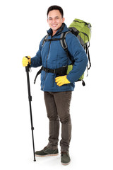 Wall Mural - male hiker with backpack