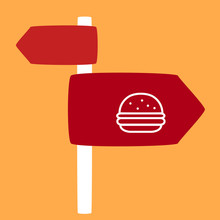 Street Sign With A Burger.