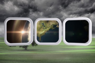 Poster - Composite image of earth on abstract screen