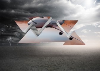 Poster - Composite image of airplane on abstract screen