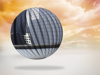 Poster - Composite image of cityscape on abstract screen