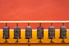 Prayer Mills In Buddhist Monastery