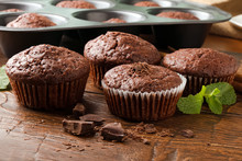 Homemade Delicious Chocolate Muffins Close-up