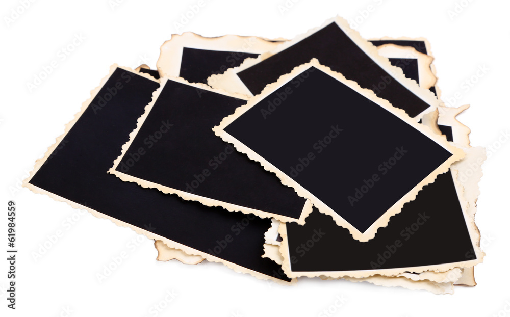 Blank old photos isolated on white