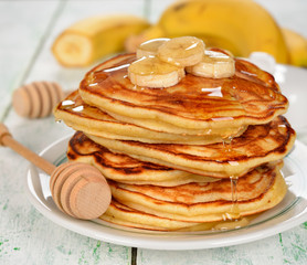 Poster - Pancakes with banana and honey