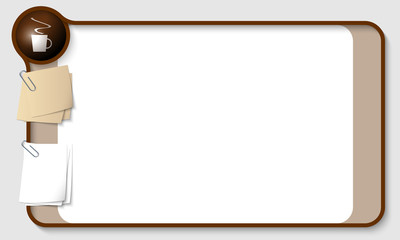 Poster - vector text box for any text with two paper clips and cup of cof