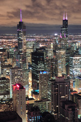 Canvas Print - Chicago Urban aerial view at dusk