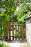 Fototapeta  - Wooden garden gate to a cottage garden