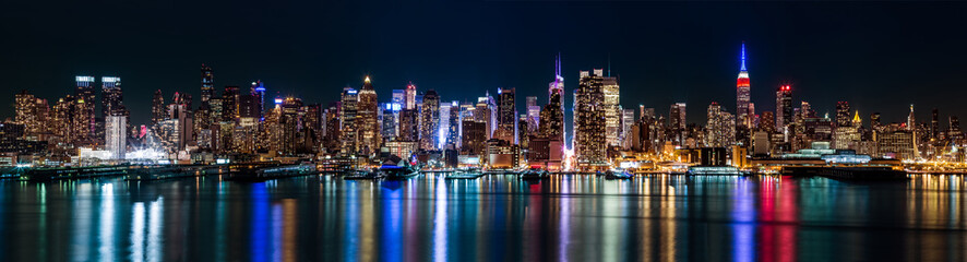 Fototapete - New York midtown panorama by night