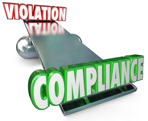Wall Mural - Compliance Vs Violation See-Saw Balance Following Rules Laws