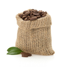 Coffee Beans In Bag On White