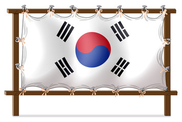 Canvas Print - A wooden frame with the flag of Korea