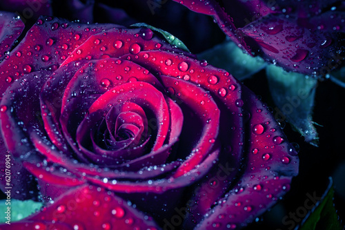 Naklejka nad blat kuchenny Rose with water drops. Toned image.
