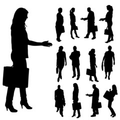 Poster - Vector silhouette of business people.