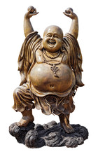 Smiling Buddha Isolated On White With Clipping Path