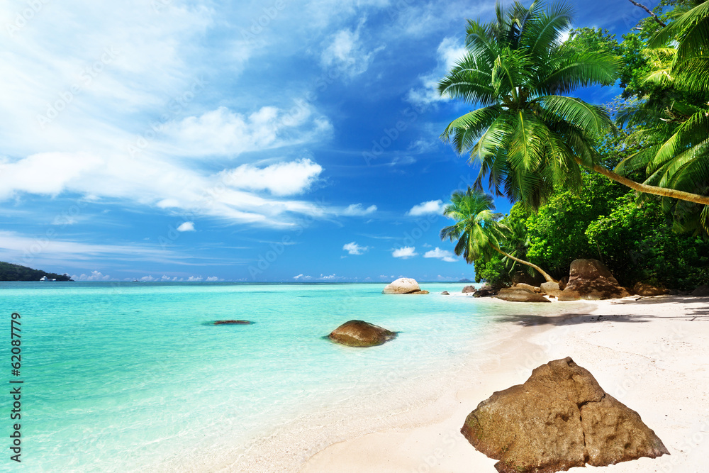 beach on Mahe island, Seychelles