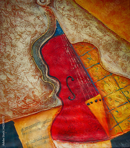 Obraz w ramie Ölgemälde Gemälde Kunstdruck Violine Musik
