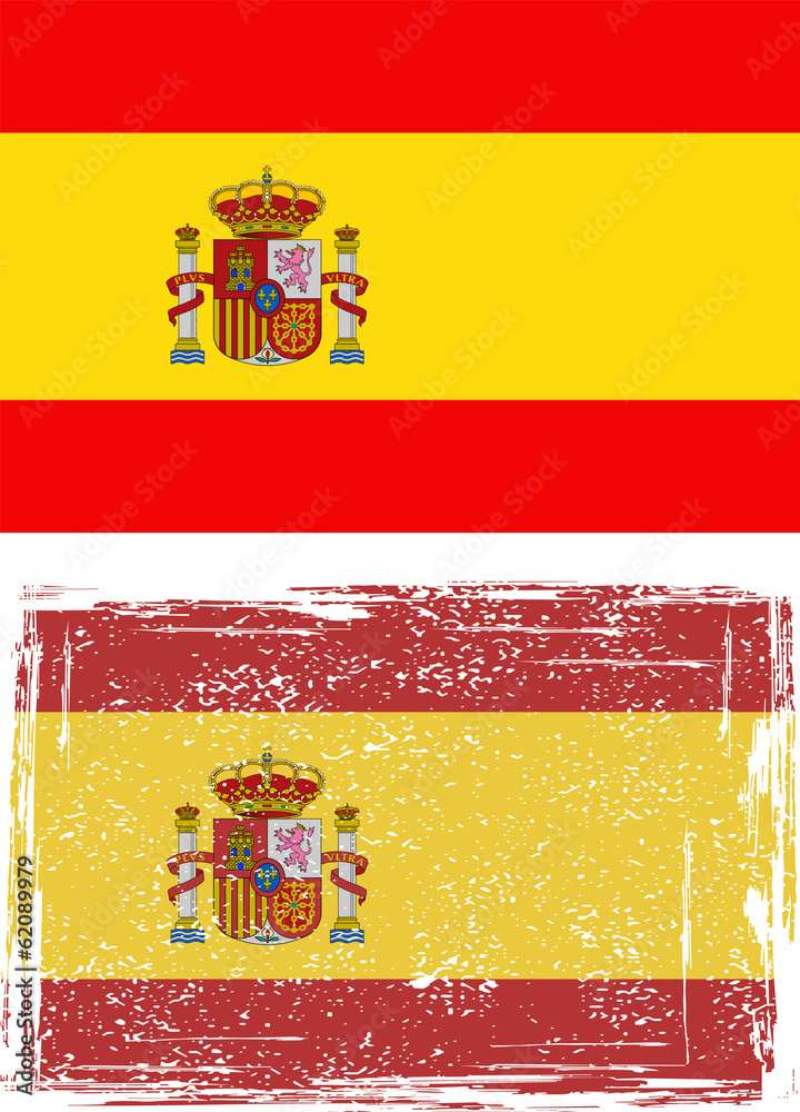 Spanish grunge flag. Vector - obrazy, fototapety, plakaty 