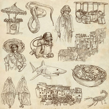 MORROCO. Collection Of Hand Drawn Illustrations On Paper