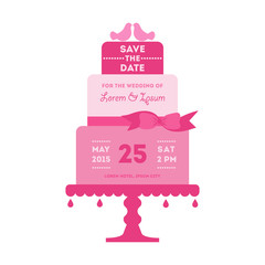 Wall Mural - Save the Date - Wedding Card with Cake