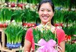 young woman florist holding