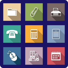 Poster - Set of flat office icons