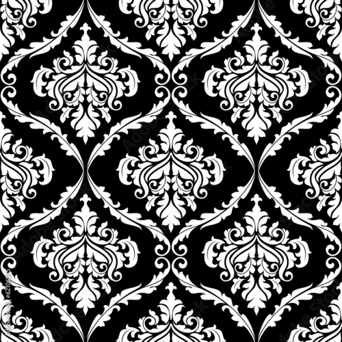 Naklejka na szybę Ornate damask seamless pattern design