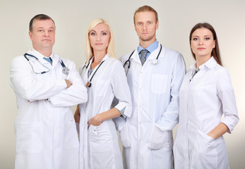 Sticker - Medical workers on grey background