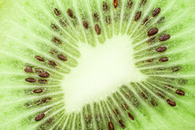 Extreme Close Up Of Kiwi Slice Seeds