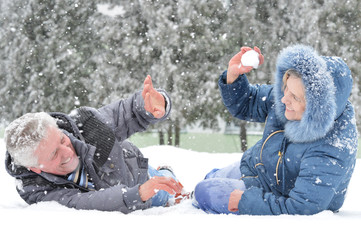 Couple on a walk in winter